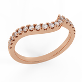 Waves Style Shank Diamond Halo Engagement Band 0.27 ct 14K Gold-G,SI - Rose Gold