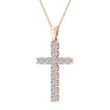 Diamond Cross Necklace for Women 14K Gold 0.36 ct 27 mm-I1 - Yellow Gold