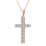 Diamond Cross Necklace for women 18K Gold 0.30 ctw 27 mm-G,VS1 - Rose Gold