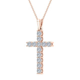 Diamond Cross Necklace for Women 14K Gold 0.36 ct 27 mm-I2 - Yellow Gold