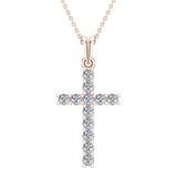 Diamond Cross Necklace for women 18K Gold 0.25 ct 27 mm-VS - Rose Gold