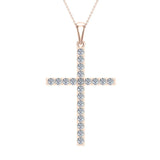 Diamond Cross Necklace for Women 18K Gold 1.05 ct 27 mm-VS - Rose Gold