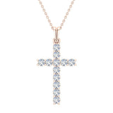 Diamond Cross Necklace for Women 14K Gold 0.36 ct 27 mm-I2 - Rose Gold