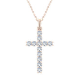 Diamond Cross Necklace for Women 14K Gold 0.36 ct 27 mm-I1 - Rose Gold