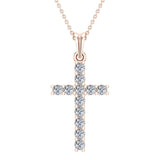 Diamond Cross Necklace for women 14K Gold 0.25 ct 27 mm-I1 - Rose Gold
