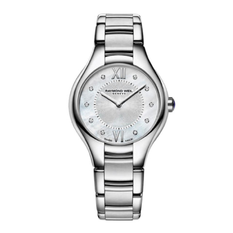 Noemia Ladies Quartz Stainless Steel 10 Diamond Watch, 27mm stainless steel, white mother-of-pearl dial, 10 diamonds (5127-ST-00985)