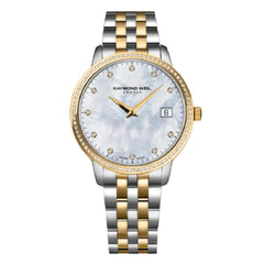 Toccata Ladies Quartz Gold Two-Tone 91 Diamond Watch, 34mm stainless steel, white mother-of-pearl dial, 91 diamonds (5388-SPS-97081)