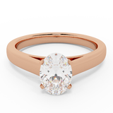 Diamond Engagement Ring Oval Solitaire 4-prong GIA 0.50 ct 14K Gold-J,SI - Rose Gold
