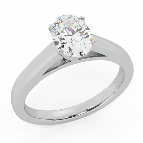 Diamond Engagement Ring Oval Solitaire 4-prong GIA 0.50 ct 14K Gold-J,SI - White Gold