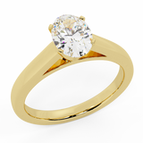 Diamond Engagement Ring Oval Solitaire 4-prong GIA 0.50 ct 14K Gold-J,SI - Yellow Gold