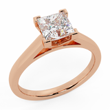 Diamond Engagement Ring GIA Princess Solitaire Ring 14K Gold 0.50 ct - Rose Gold