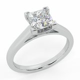 Diamond Engagement Ring GIA Princess Solitaire Ring 14K Gold 0.50 ct - White Gold