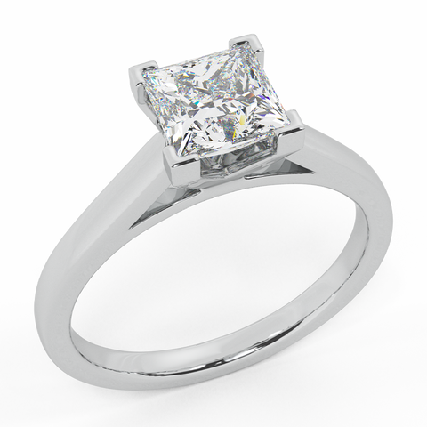 Diamond Engagement Ring GIA Princess Solitaire Ring 14K Gold 0.75 ct - White Gold