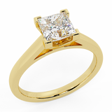 Diamond Engagement Ring GIA Princess Solitaire Ring 14K Gold 0.50 ct - Yellow Gold
