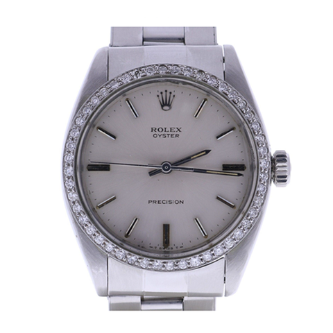 Vintage Ref 6426 Rolex Oyster Precision Circa 1952 34 Mm Custom Diamond Bezel Automatic-Self-Wind Women's Watch