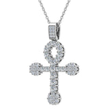 Diamond Cross Necklace for Women 14K Gold 3.00 ct 27 mm I,I1 - White Gold