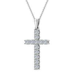 Diamond Cross Necklace for Women 18kWhite Gold