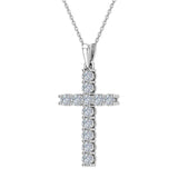 Diamond Cross Necklace for Women 18K Gold 0.50 ct 27 mm-SI - White Gold