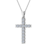 Diamond Cross Necklace for Women 18K Gold 0.36 ct 27 mm-SI - White Gold