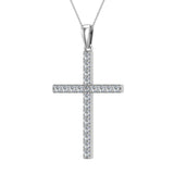 Diamond Cross Necklace for Women 18K Gold 1.05 ct 27 mm-SI - White Gold