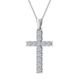 Diamond Cross Necklace for Women 14K Gold 0.36 ct 27 mm-I1 - White Gold