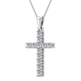 Diamond Cross Necklace for women 14K Gold 0.25 ct 27 mm-I2 - White Gold