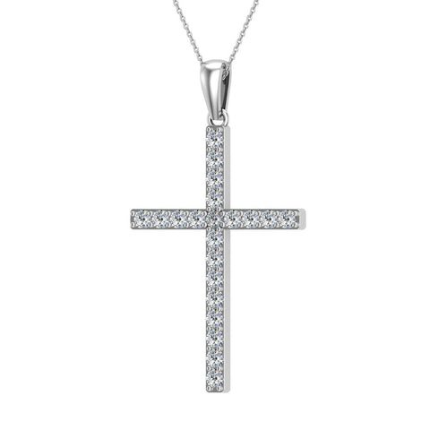 Diamond Cross Necklace for Women 18K Gold 1.05 ct 27 mm-VS - White Gold