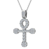 Diamond Cross Necklace for Women 14K Gold 3.00 ct 27 mm L,I2 - White Gold