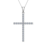 Diamond Cross Necklace for Women 14K Gold 1.05 ct 27 mm-I2 - White Gold