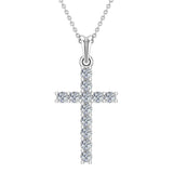 Diamond Cross Necklace for women 14K Gold 0.30 ctw 27 mm-L,I2 - White Gold