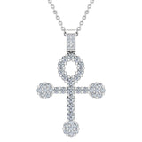 Diamond Cross Necklace for Women 14K Gold 3.00 ct 27 mm I,I1 - White Gold