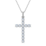 Diamond Cross Necklace for Women 14K Gold 0.50 ct 27 mm-I1 - White Gold