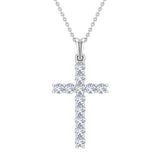 Diamond Cross Necklace for Women 14K Gold 0.36 ct 27 mm-I2 - White Gold