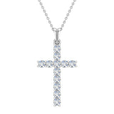 Diamond Cross Necklace for Women 14K Gold 0.50 ct 27 mm-I2 - White Gold