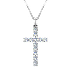 Diamond Cross Necklace for Women 14K White Gold