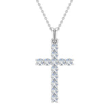 Diamond Cross Necklace for Women 14K Gold 0.60 ct 27 mm-I1 - White Gold