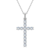 Diamond Cross Necklace for Women 18K Gold 0.60 ct 27 mm-SI - White Gold