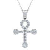 Diamond Cross Necklace for Women 14K Gold 3.00 ct 27 mm L,I2 - White Gold