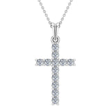 Diamond Cross Necklace for women 14K Gold 0.30 ctw 27 mm-I I1 - White Gold