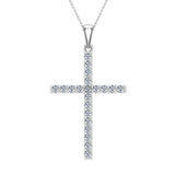 Diamond Cross Necklace for Women 14K Gold 1.05 ct 27 mm-I1 - White Gold