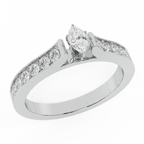 Engagement Rings Marquise cut Diamond Rings for women 14K Gold-G,I1 - White Gold
