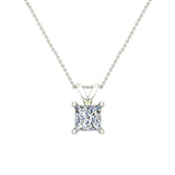 Princess Cut Diamond Pendant Necklace for women 14K Gold Chain-G,SI - White Gold