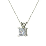 Princess Cut Diamond Pendant Necklace for women 14K Gold Chain-G,I2 - White Gold
