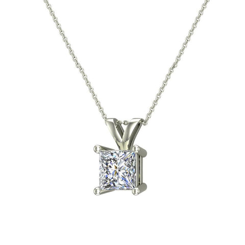 Princess Cut Diamond Pendant Necklace for Women 14K Gold-G,I1 - White Gold