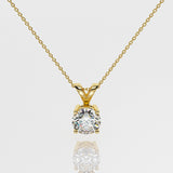 Round Brilliant Diamond Solitaire Pendant Necklace 14K Gold-G,VS - Yellow Gold