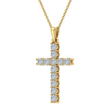 Diamond Cross Necklace for Women 14K Gold 0.50 ct 27 mm-I2 - Yellow Gold