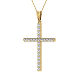 Diamond Cross Necklace for Women 18K Gold 1.05 ct 27 mm-SI - Yellow Gold