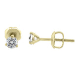3.00 CT Three Prong Martini Style Diamond Stud Earrings 14k Gold-G,SI - Yellow Gold