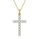 Diamond Cross Necklace for Women 18K Gold 0.36 ct 27 mm-SI - Rose Gold