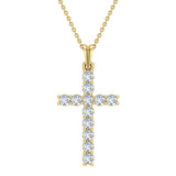 Diamond Cross Necklace for Women 18K Gold 0.60 ct 27 mm-SI - Yellow Gold